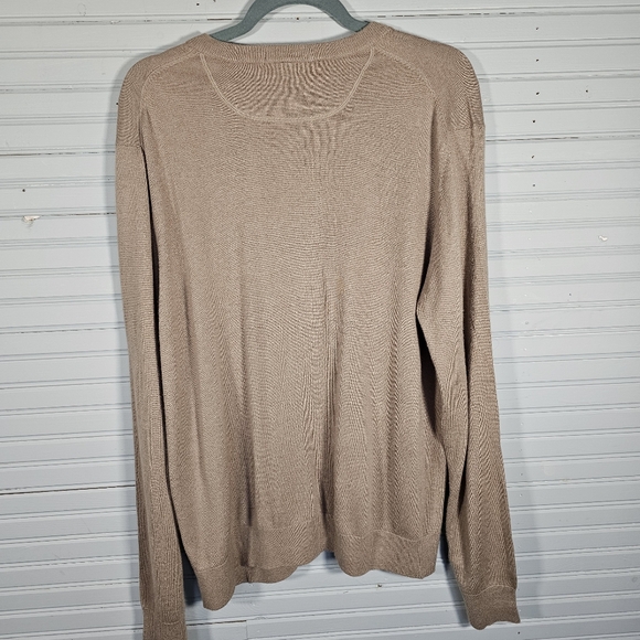 Johnston & Murphy Men's V-Neck Beige Tan Silk Angora Blend Sweater Size L - Picture 2 of 7